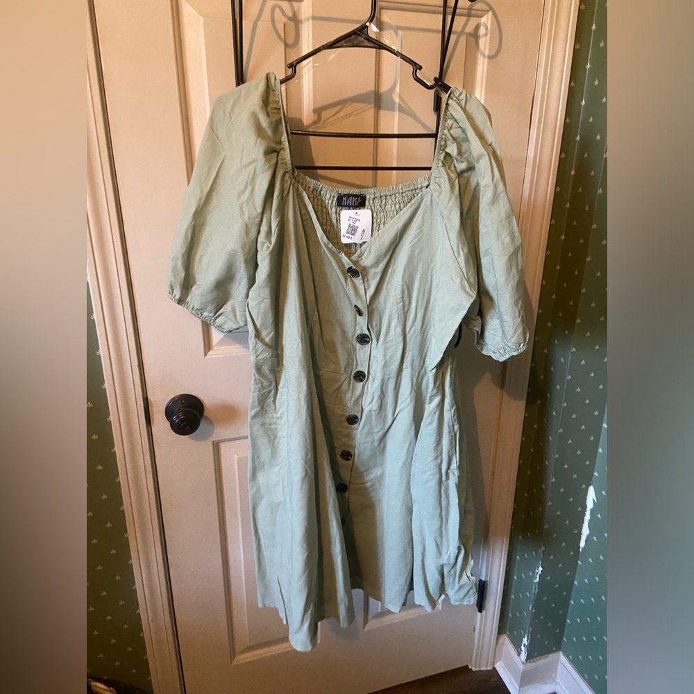 Haha Sage Green Swing Dress
